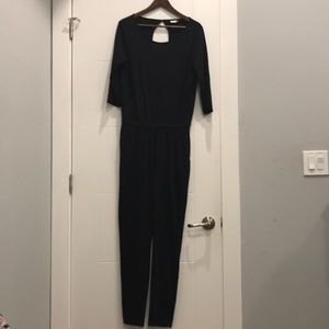 Black Keyhole Drawstring Jumpsuit